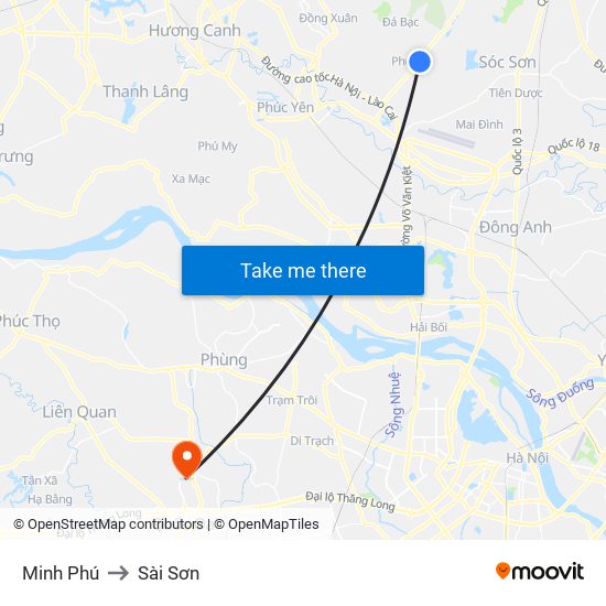 Minh Phú to Sài Sơn map