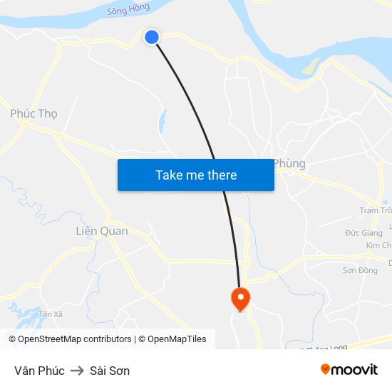 Vân Phúc to Sài Sơn map