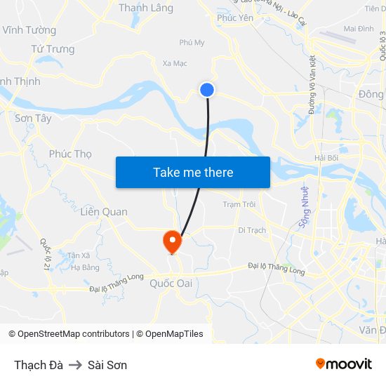 Thạch Đà to Sài Sơn map