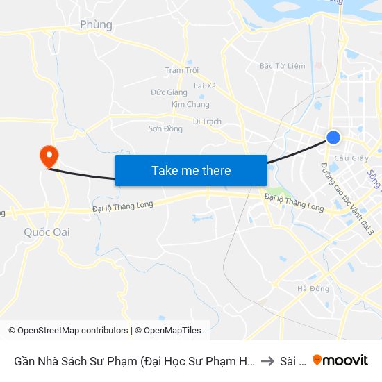 144 Xuân Thủy to Sài Sơn map