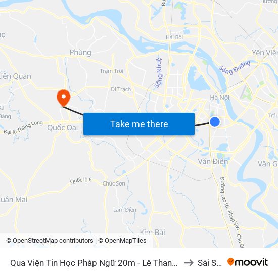 Qua Viện Tin Học Pháp Ngữ 20m - Lê Thanh Nghị to Sài Sơn map