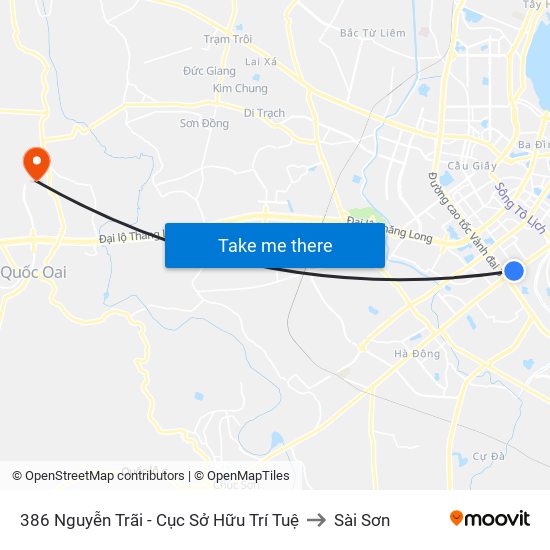 386 Nguyễn Trãi - Cục Sở Hữu Trí Tuệ to Sài Sơn map