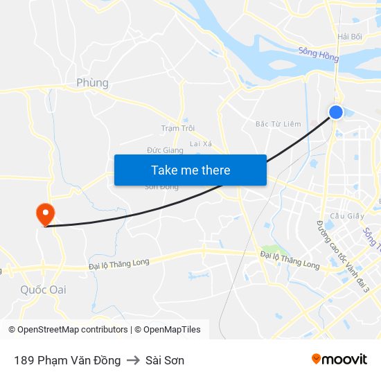 189 Phạm Văn Đồng to Sài Sơn map