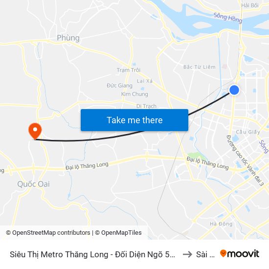 Siêu Thị Metro Thăng Long - Đối Diện Ngõ 599 Phạm Văn Đồng to Sài Sơn map