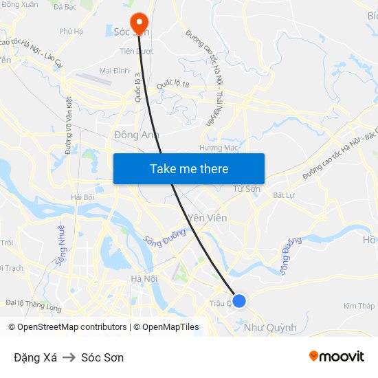 Đặng Xá to Sóc Sơn map