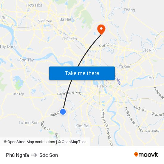 Phú Nghĩa to Sóc Sơn map