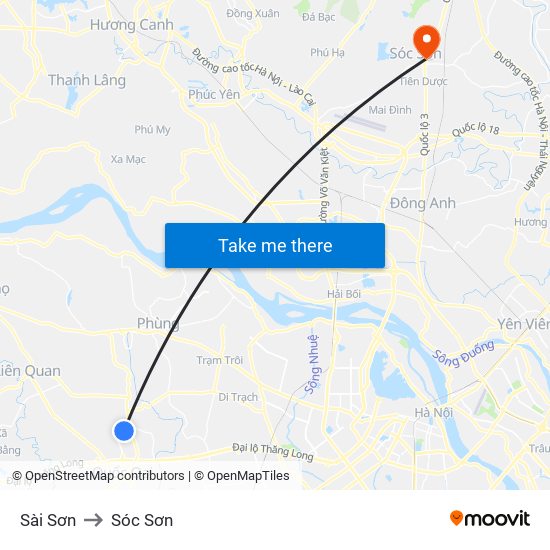 Sài Sơn to Sóc Sơn map