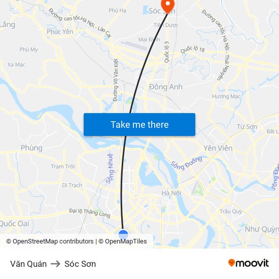 Văn Quán to Sóc Sơn map