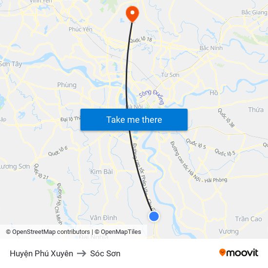 Huyện Phú Xuyên to Sóc Sơn map