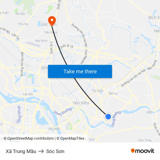 Xã Trung Mầu to Sóc Sơn map