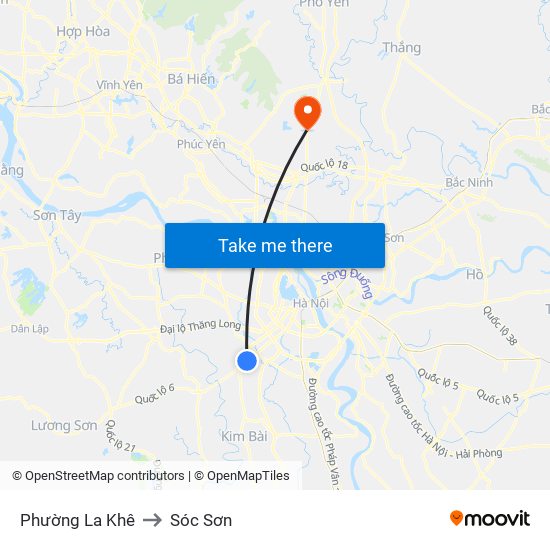 Phường La Khê to Sóc Sơn map