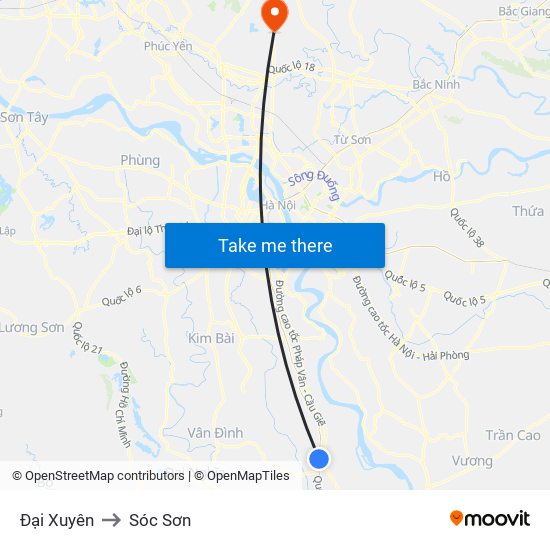 Đại Xuyên to Sóc Sơn map