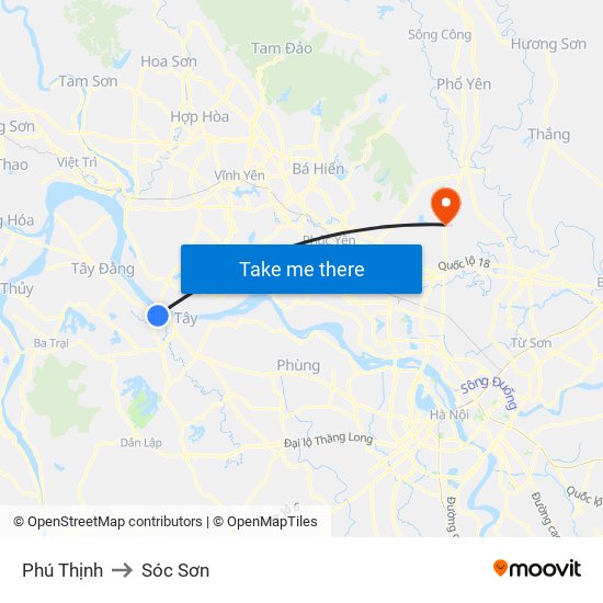 Phú Thịnh to Sóc Sơn map