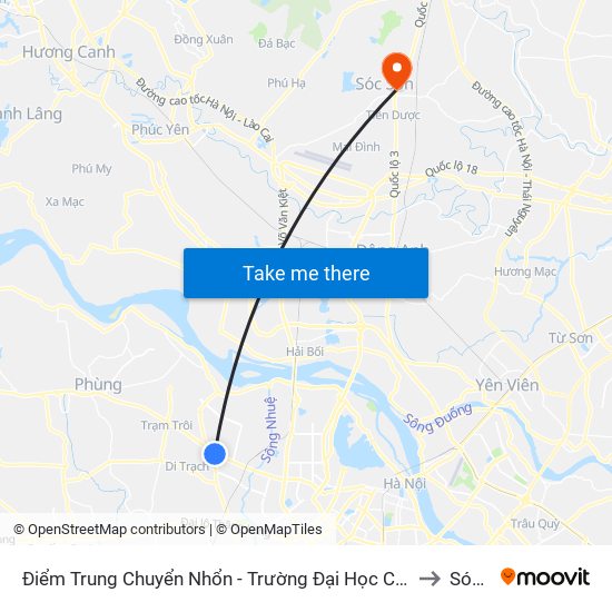 Điểm Trung Chuyển Nhổn - Trường Đại Học Công Nghiệp Hà Nội - Đường 32 to Sóc Sơn map