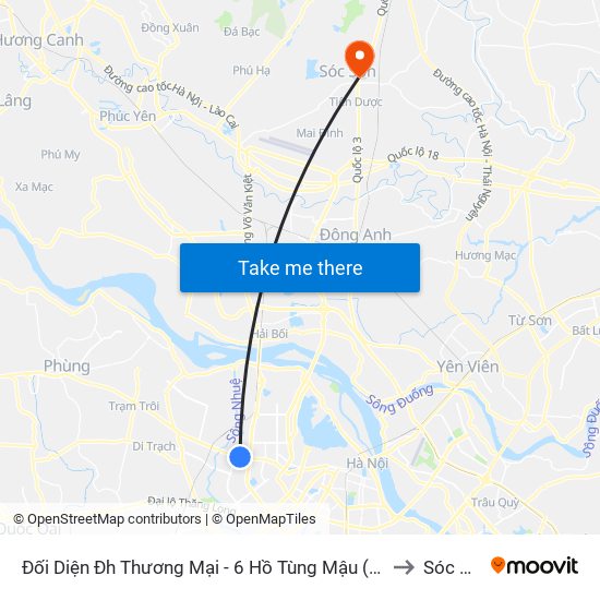 Đối Diện Đh Thương Mại - 6 Hồ Tùng Mậu (Cột Sau) to Sóc Sơn map