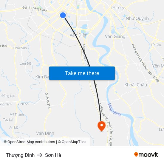 Thượng Đình to Sơn Hà map