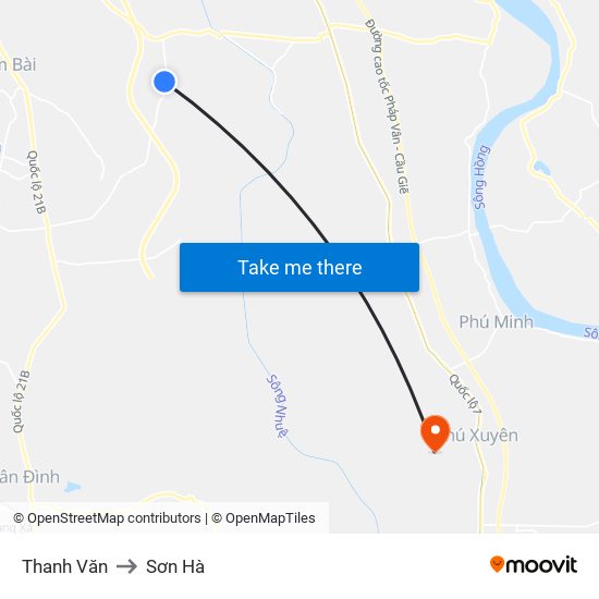 Thanh Văn to Sơn Hà map
