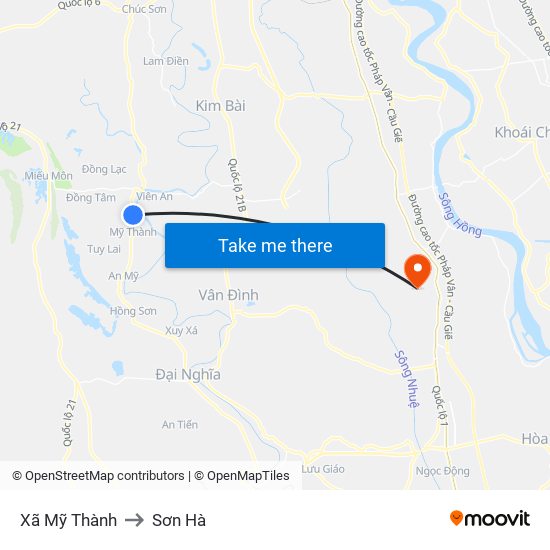 Xã Mỹ Thành to Sơn Hà map