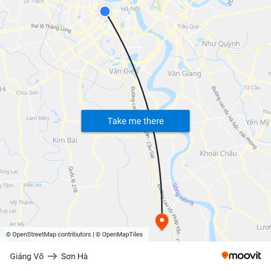 Giảng Võ to Sơn Hà map