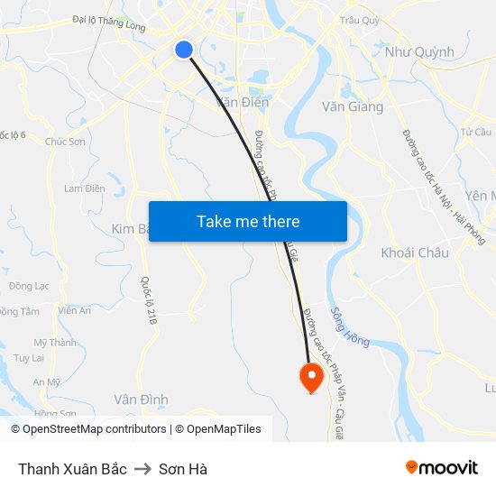 Thanh Xuân Bắc to Sơn Hà map