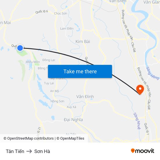 Tân Tiến to Sơn Hà map