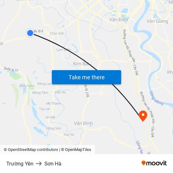 Trường Yên to Sơn Hà map