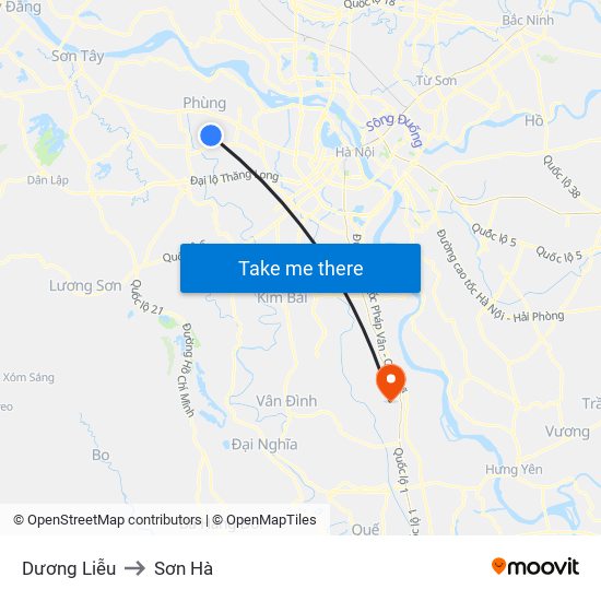 Dương Liễu to Sơn Hà map