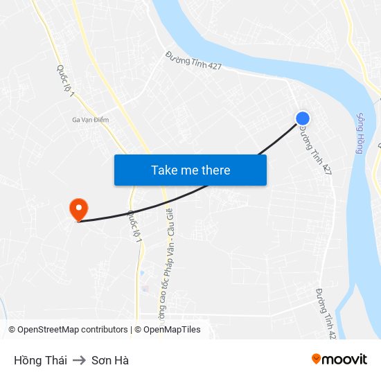 Hồng Thái to Sơn Hà map