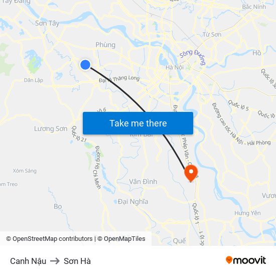Canh Nậu to Sơn Hà map