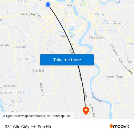 331 Cầu Giấy to Sơn Hà map