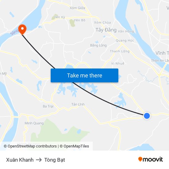 Xuân Khanh to Tòng Bạt map