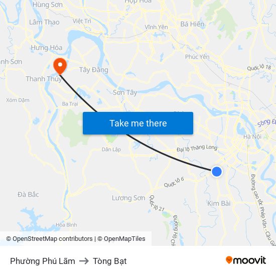 Phường Phú Lãm to Tòng Bạt map