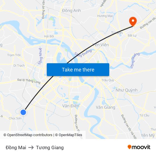 Đồng Mai to Tương Giang map