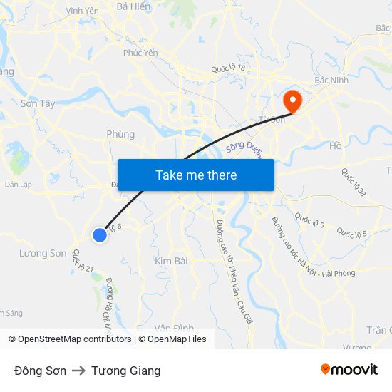 Đông Sơn to Tương Giang map