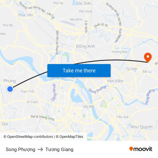 Song Phượng to Tương Giang map