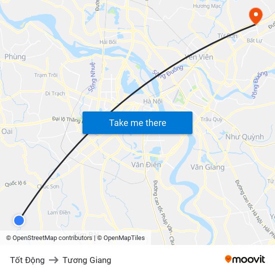 Tốt Động to Tương Giang map