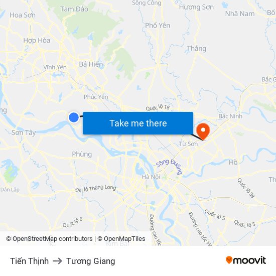 Tiến Thịnh to Tương Giang map