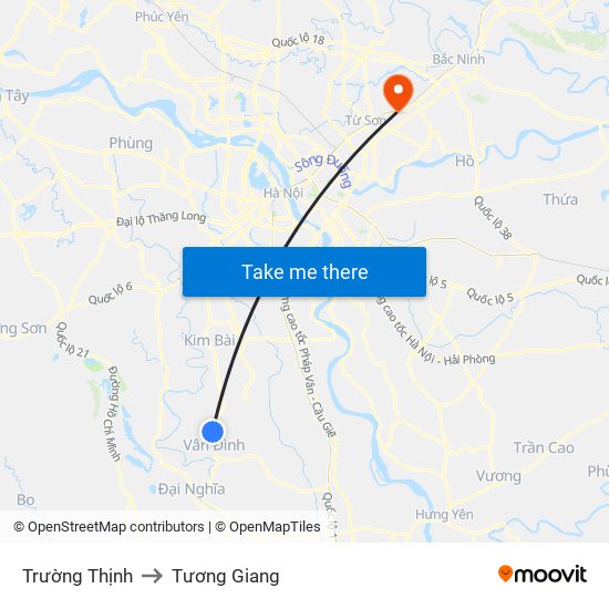 Trường Thịnh to Tương Giang map