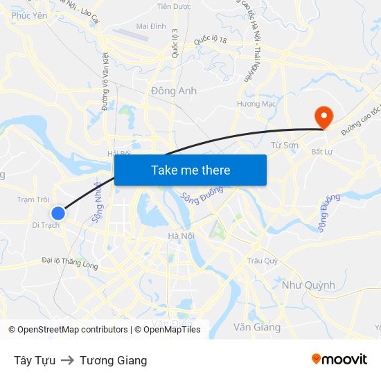 Tây Tựu to Tương Giang map