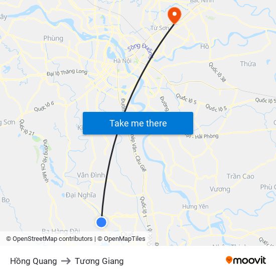 Hồng Quang to Tương Giang map