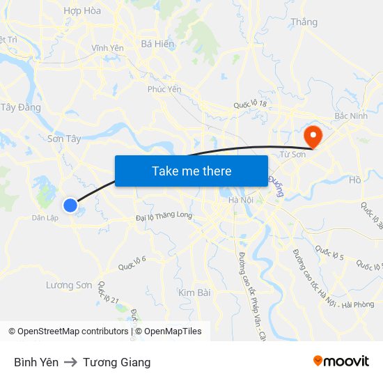 Bình Yên to Tương Giang map