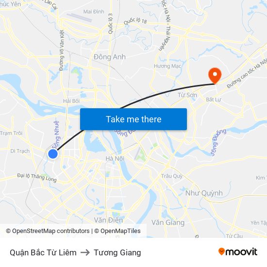 Quận Bắc Từ Liêm to Tương Giang map