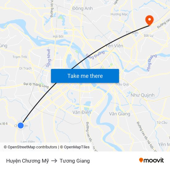 Huyện Chương Mỹ to Tương Giang map