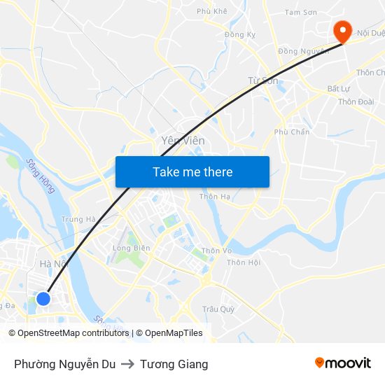 Phường Nguyễn Du to Tương Giang map