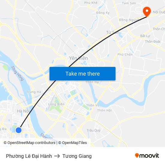 Phường Lê Đại Hành to Tương Giang map