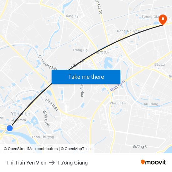 Thị Trấn Yên Viên to Tương Giang map