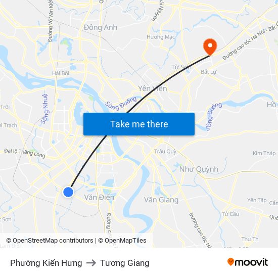 Phường Kiến Hưng to Tương Giang map