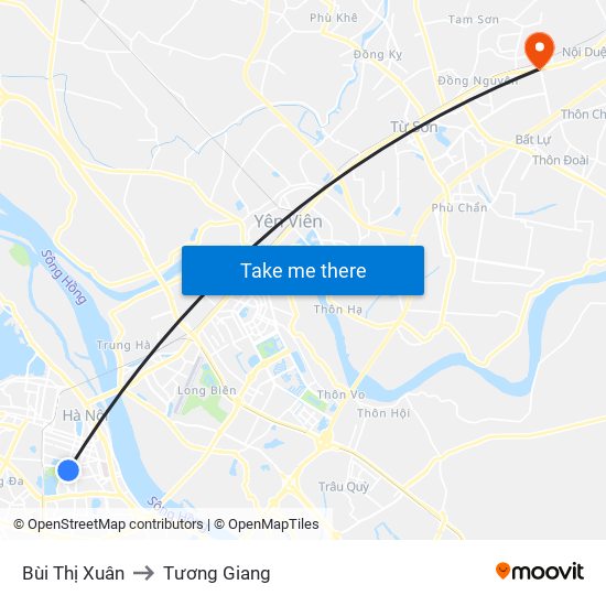 Bùi Thị Xuân to Tương Giang map