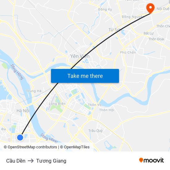 Cầu Dền to Tương Giang map