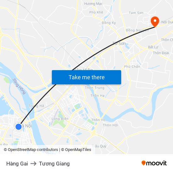 Hàng Gai to Tương Giang map
